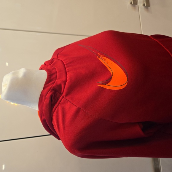 Nike Dri Fit Womens Running Workout Red Hoodie with Orange Swoosh Size Medium - Picture 5 of 10